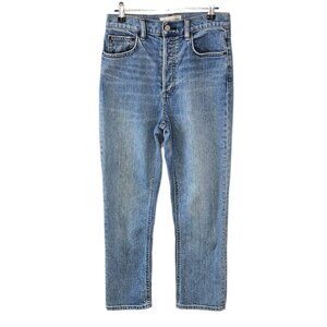 Denim Forum The Arlo High Rise Straight Jeans, Button Fly, Cotton, Size 28